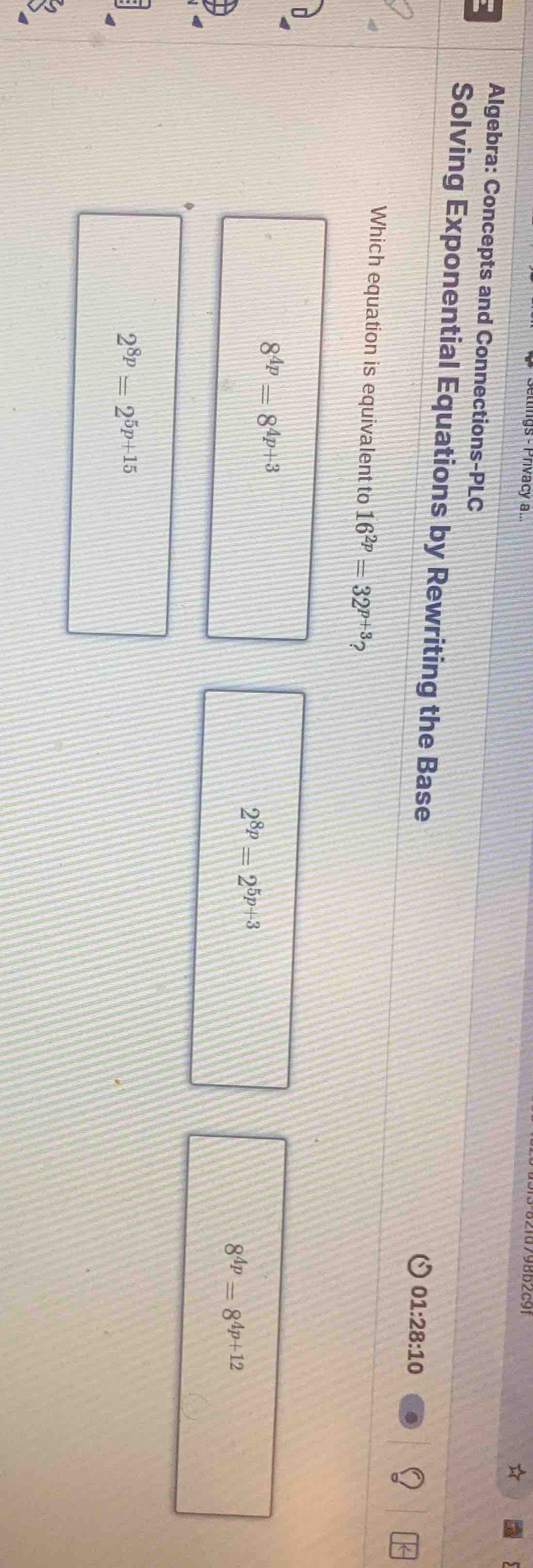 algebra: concepts and connections - plc solving exponential equations b…
