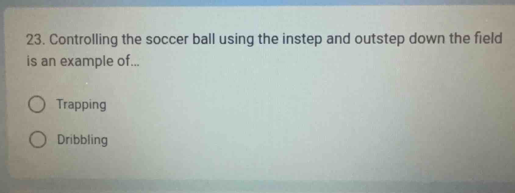 23. controlling the soccer ball using the instep and outstep down the f…