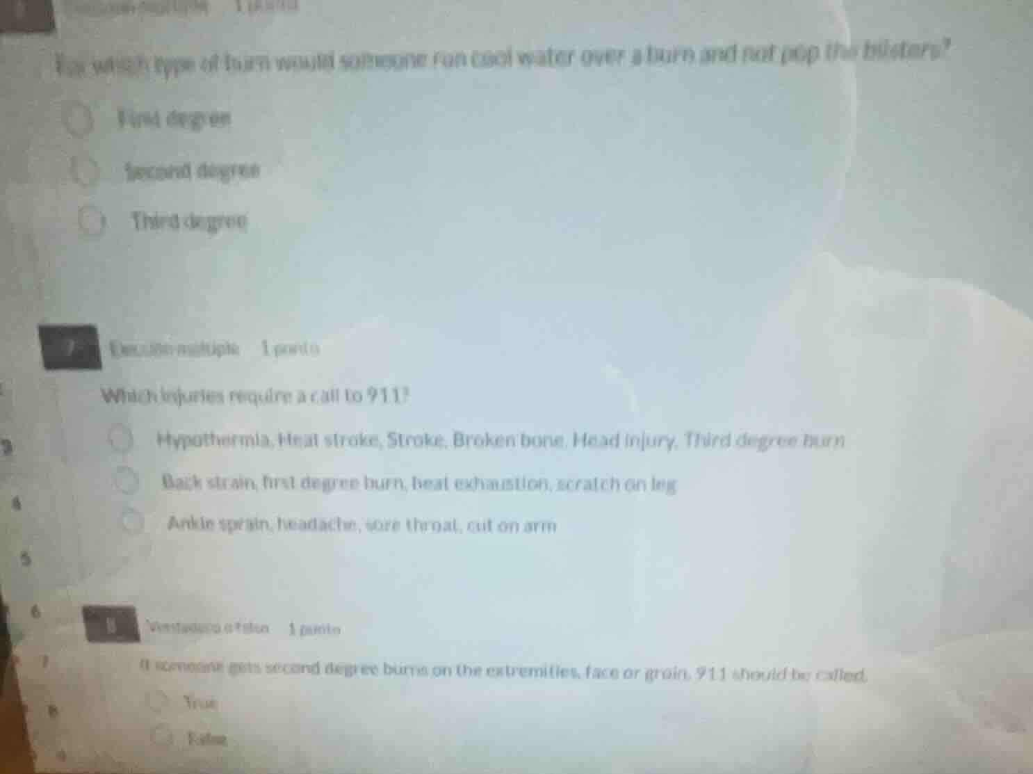 for which type of burn would someone run cool water over a burn and not…