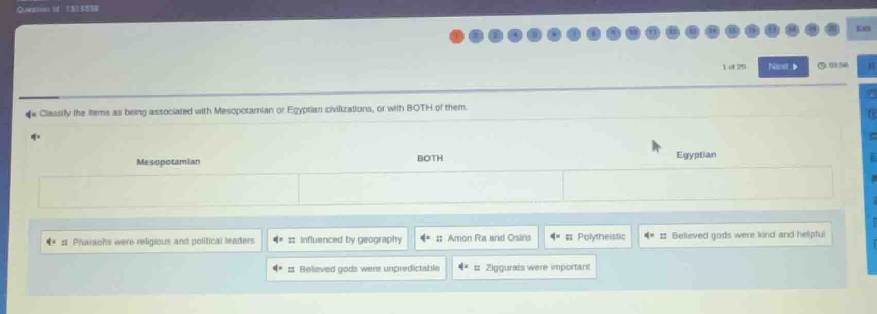 classify the items as being associated with mesopotamian or egyptian ci…