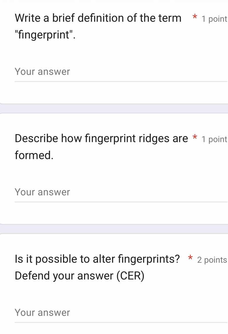 write a brief definition of the term \fingerprint\. your answer describ…