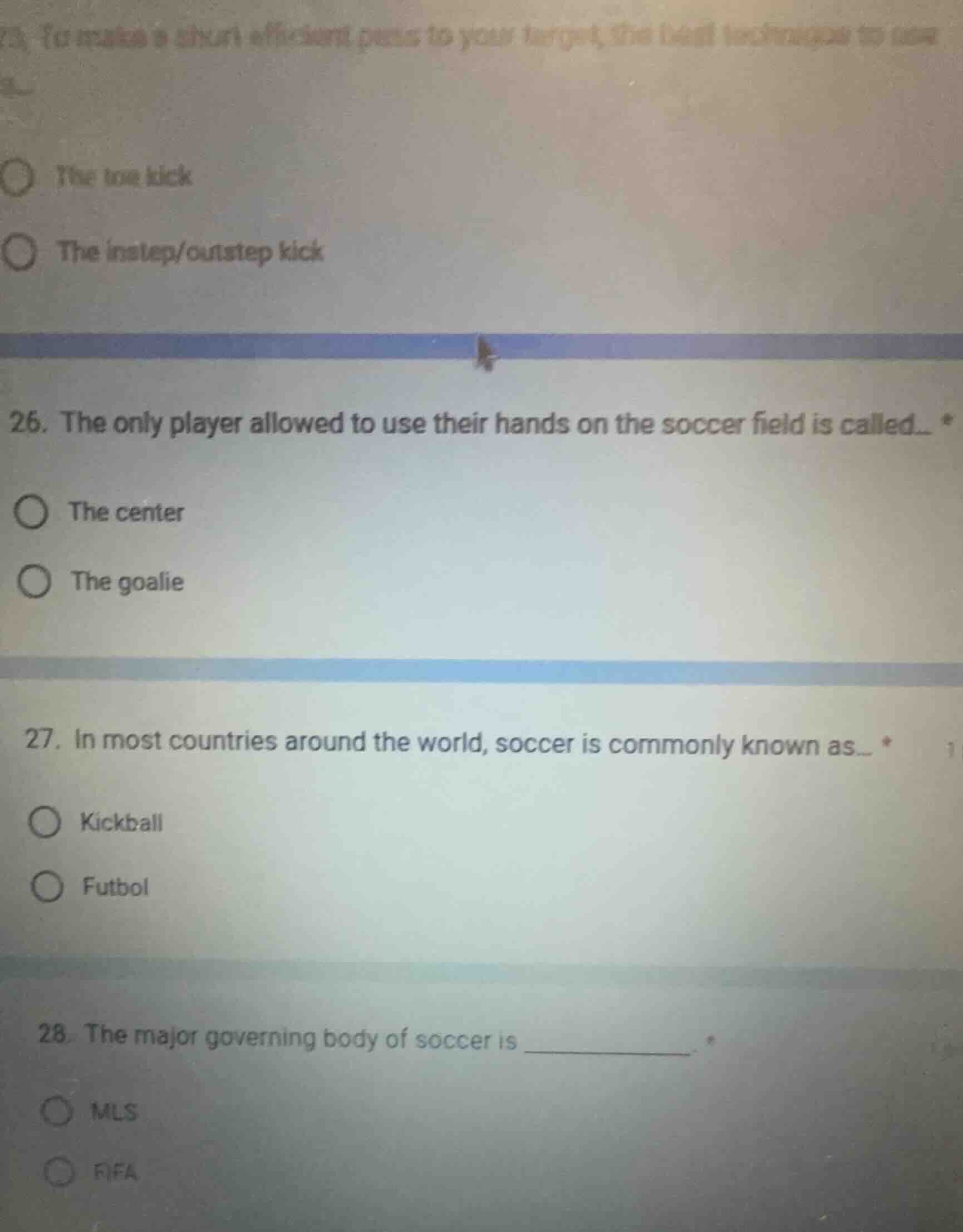 25. to make a short efficient pass to your target, the best technique t…