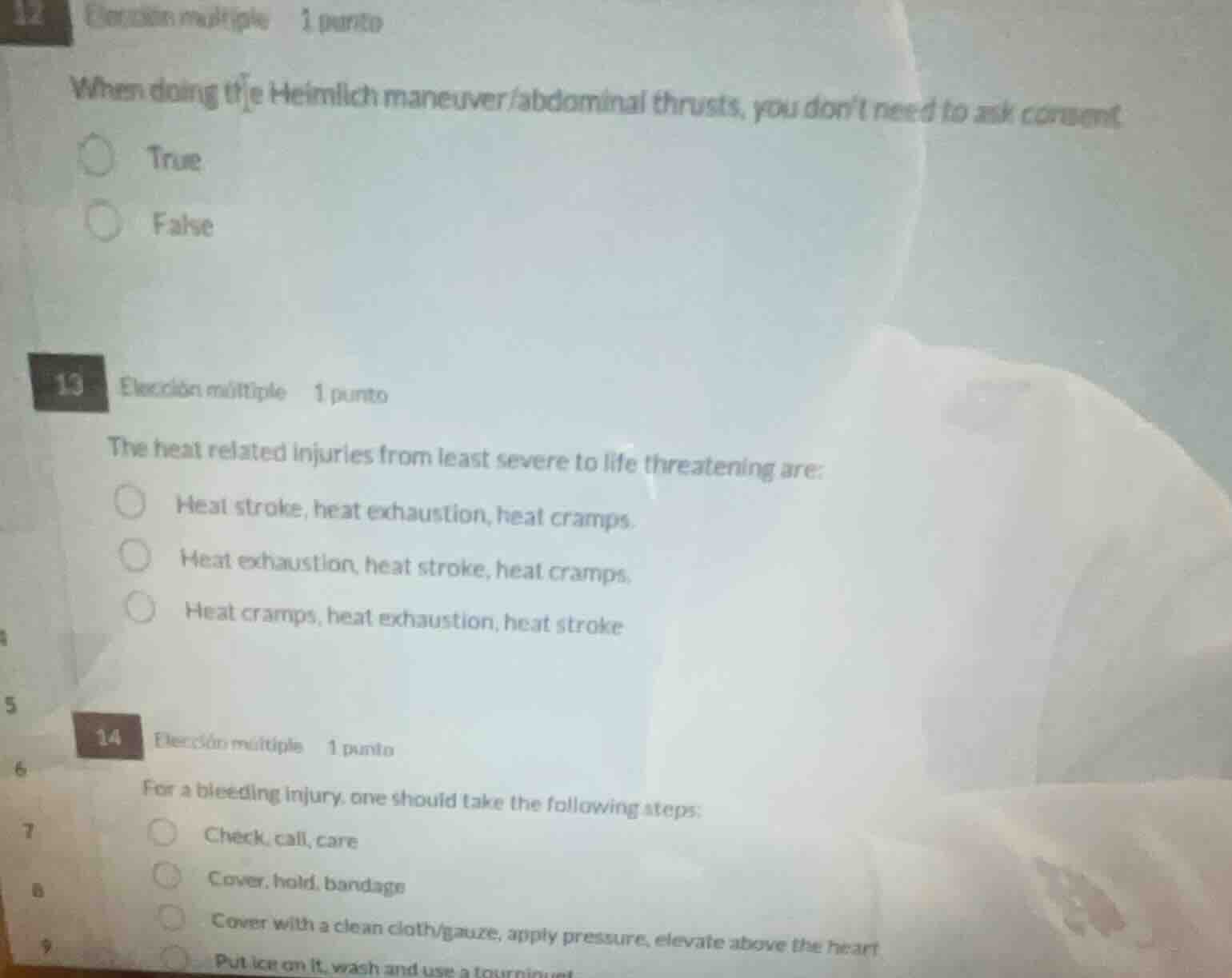 12 elección múltiple 1 punto when doing the heimlich maneuver/abdominal…