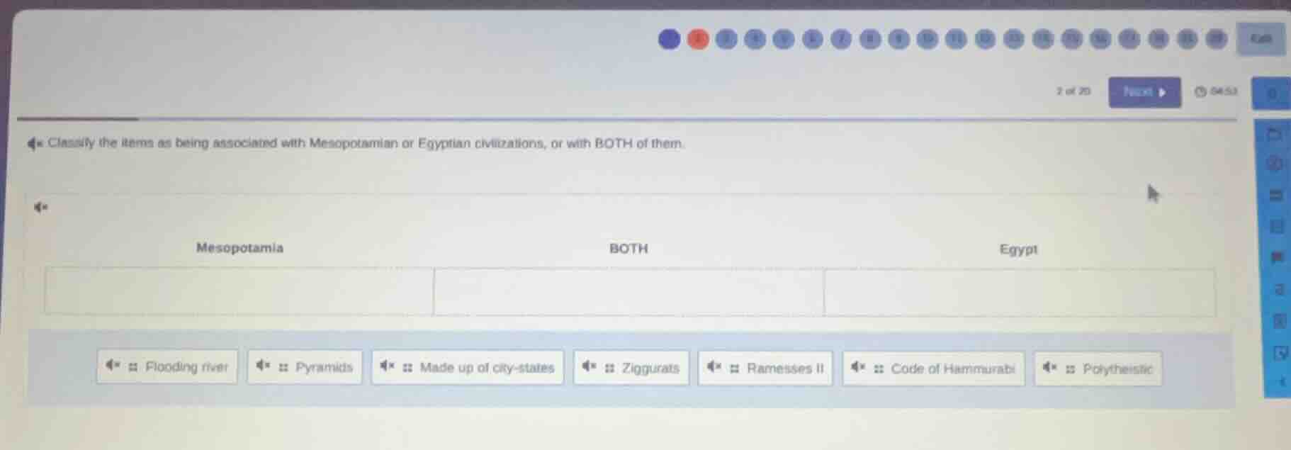 classify the items as being associated with mesopotamian or egyptian ci…