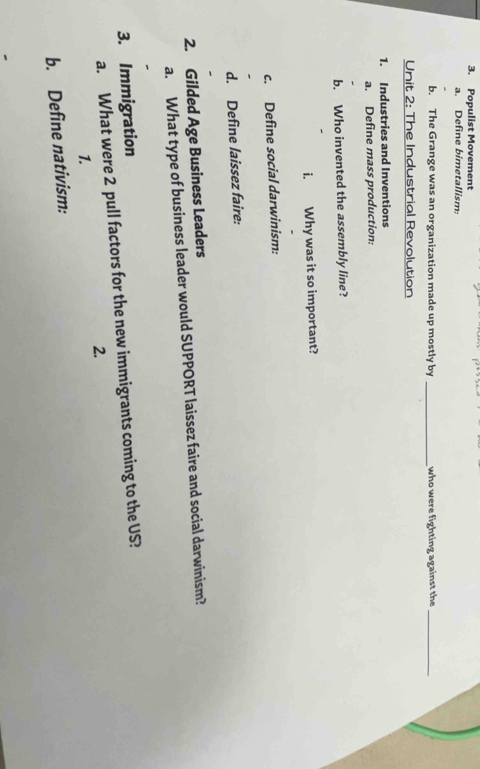 3. populist movement a. define bimetallism: b. the grange was an organi…