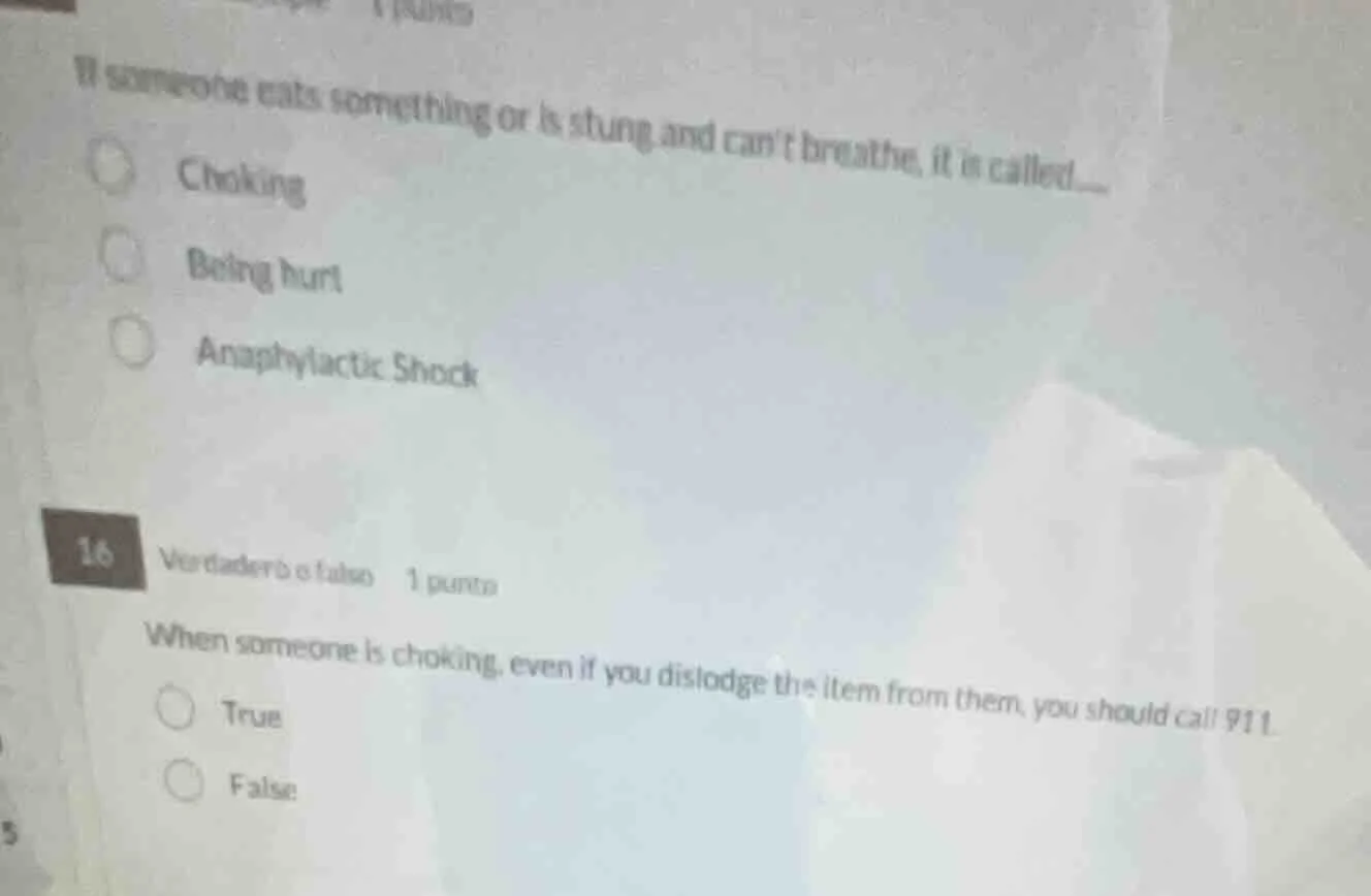 if someone eats something or is stung and cant breathe, it is called...…