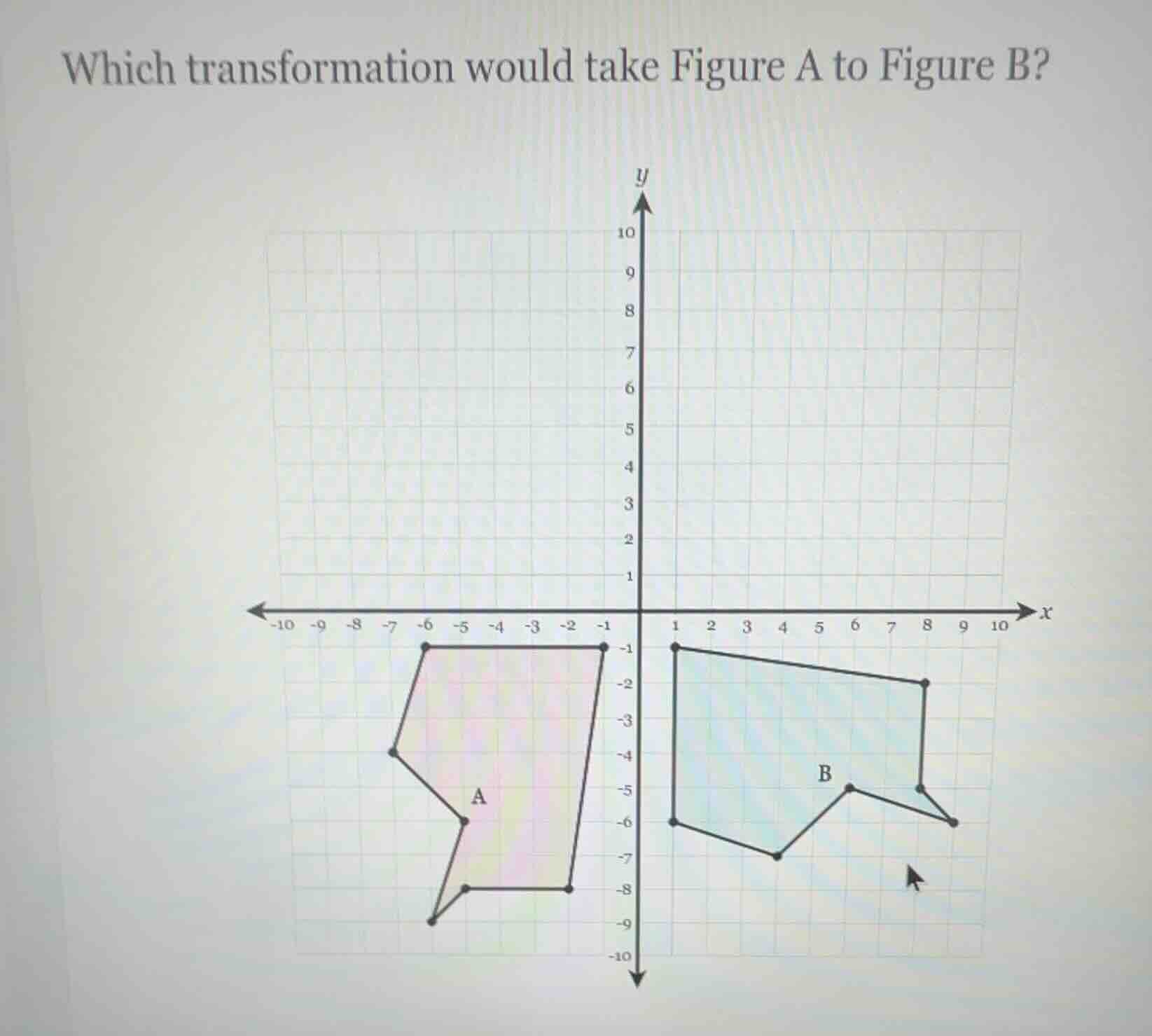 which transformation would take figure a to figure b?