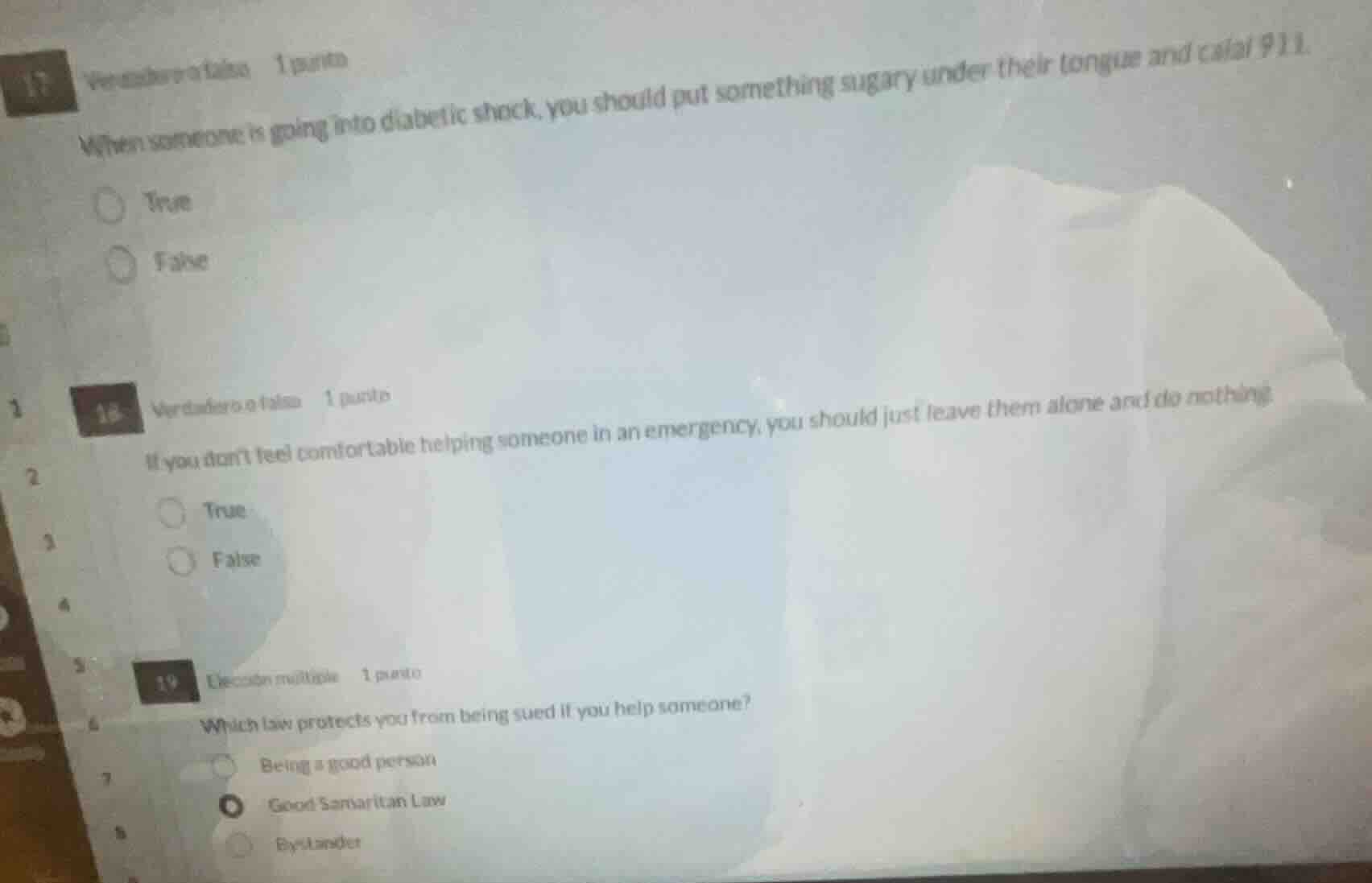 17 verdadero o falso 1 punto when someone is going into diabetic shock,…