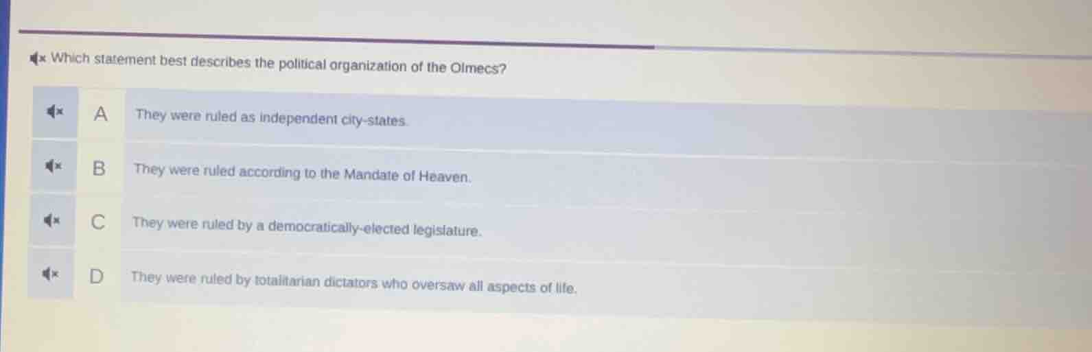 which statement best describes the political organization of the olmecs…