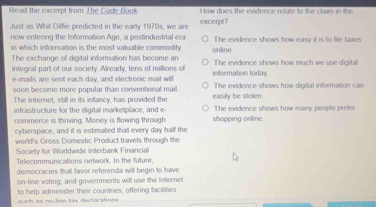 read the excerpt from the code book. just as whit diffie predicted in t…