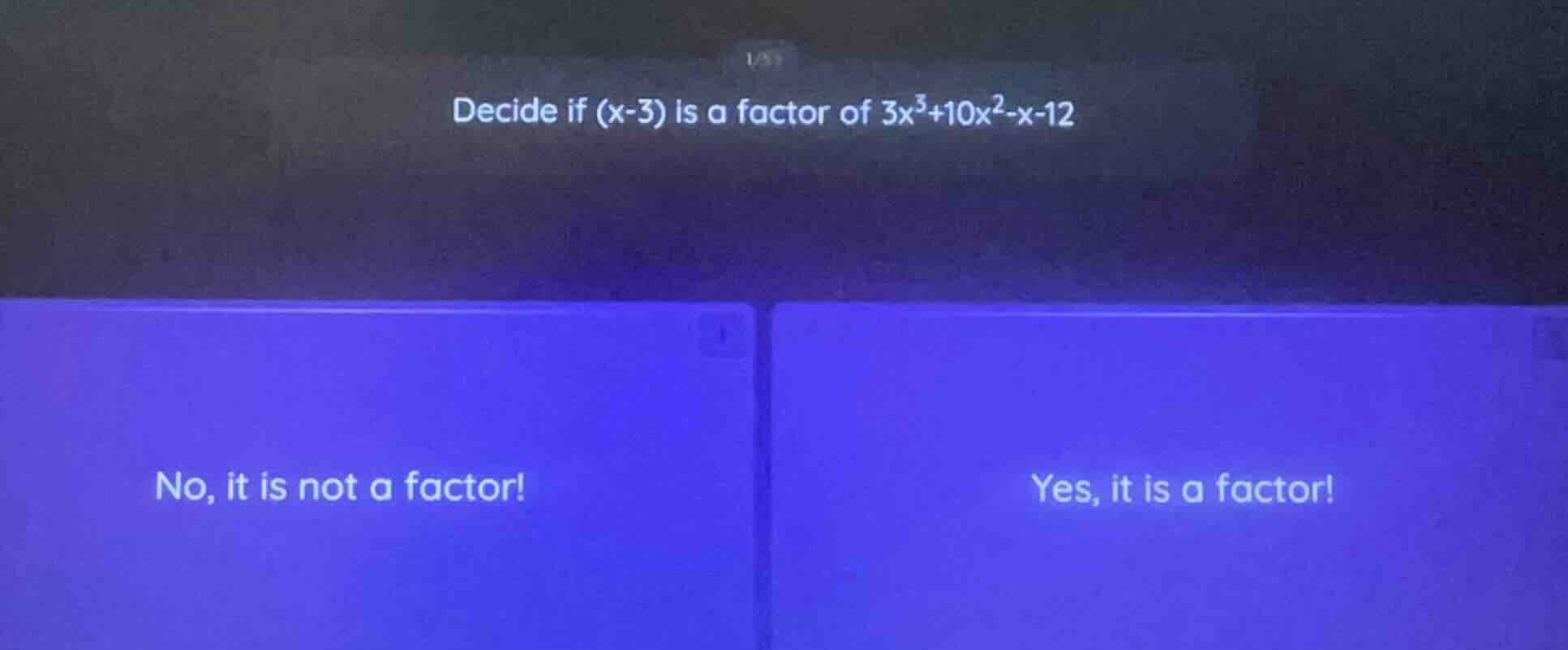 decide if (x-3) is a factor of 3x³+10x²-x-12