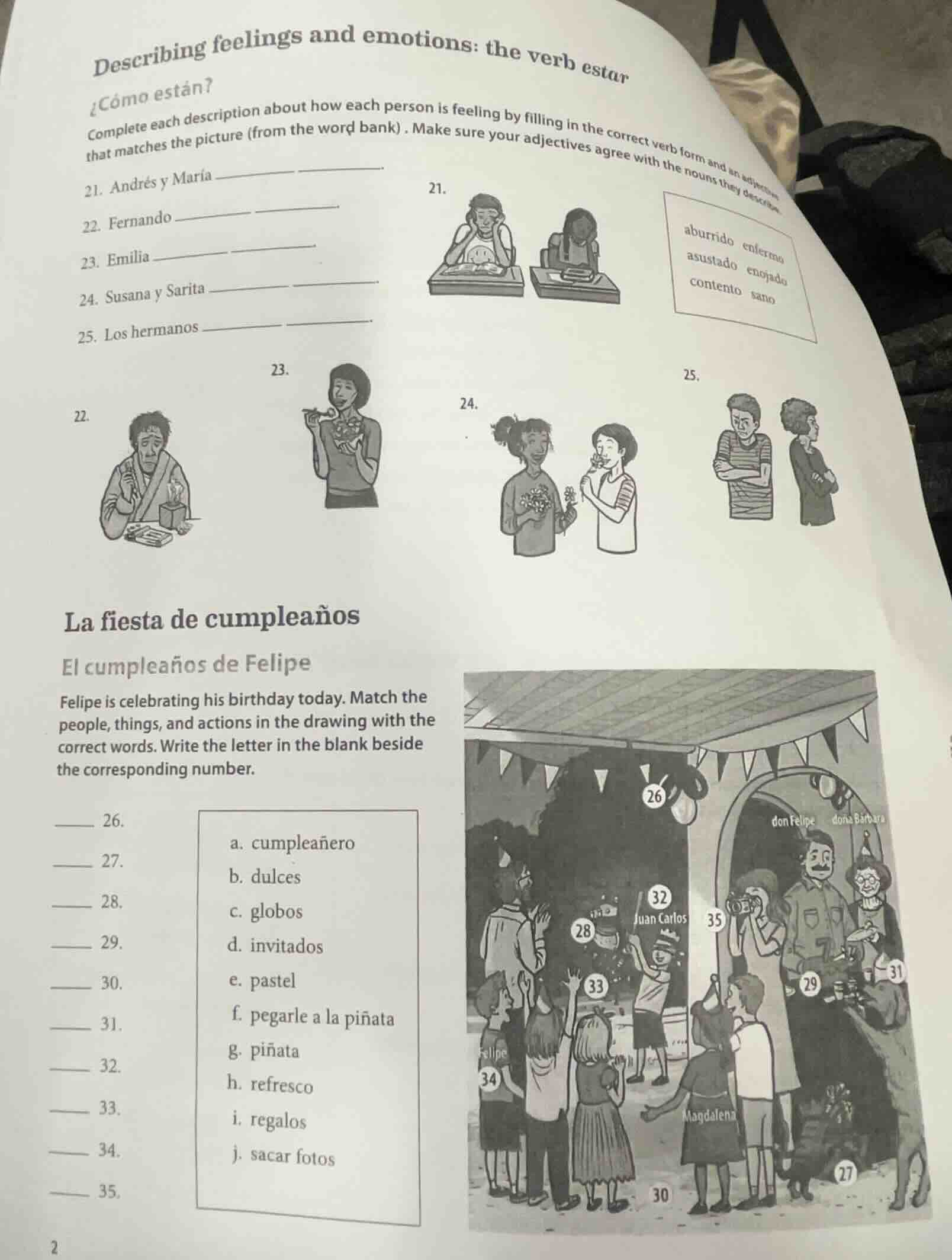 describing feelings and emotions: the verb estar ¿cómo están? complete …