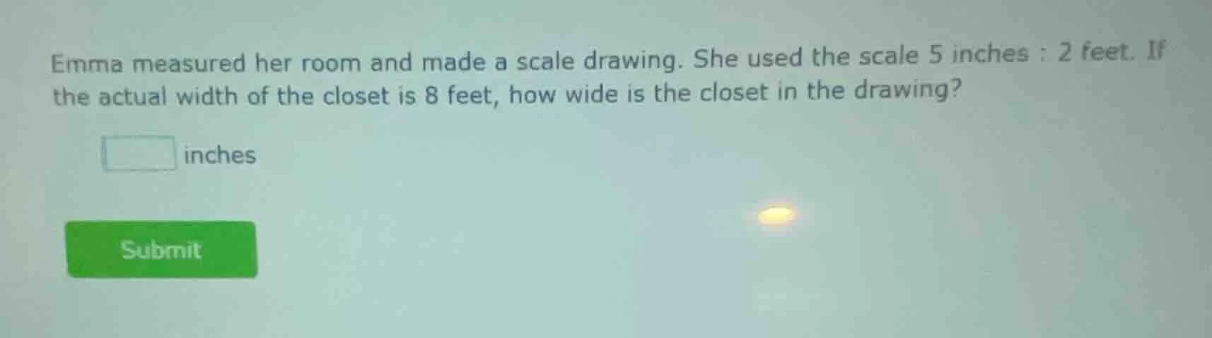 emma measured her room and made a scale drawing. she used the scale 5 i…