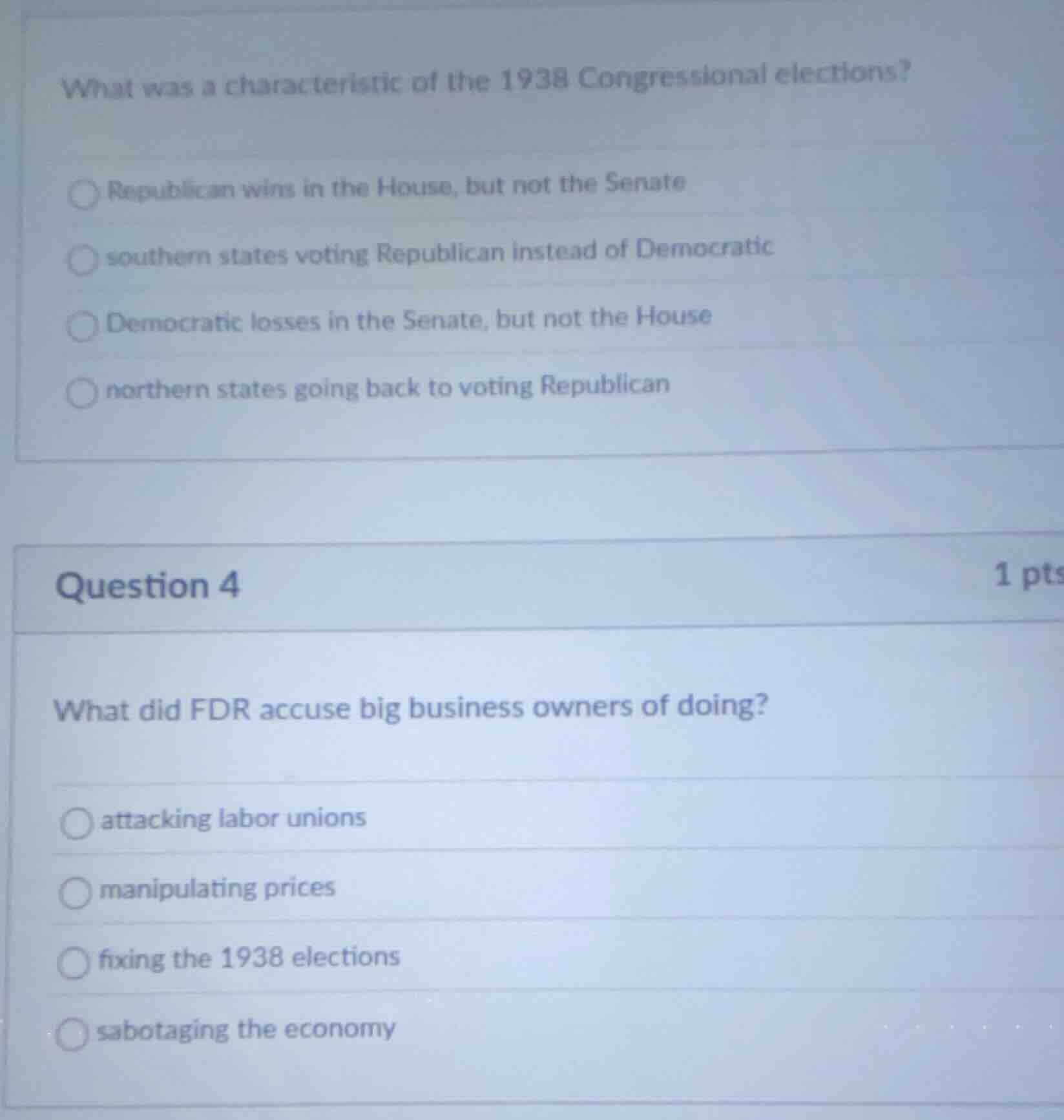 what was a characteristic of the 1938 congressional elections? republic…