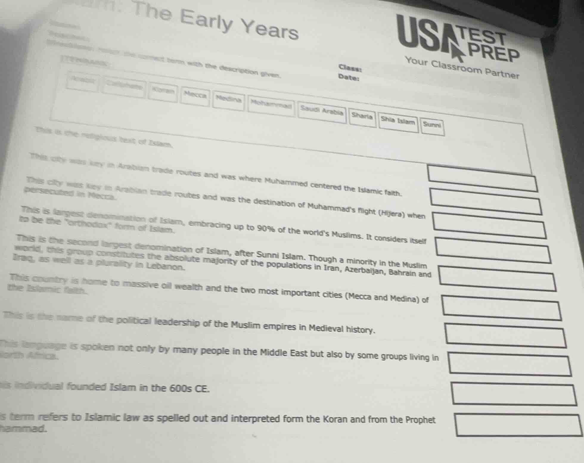 the early years usatest prep your classroom partner class: date: direct…