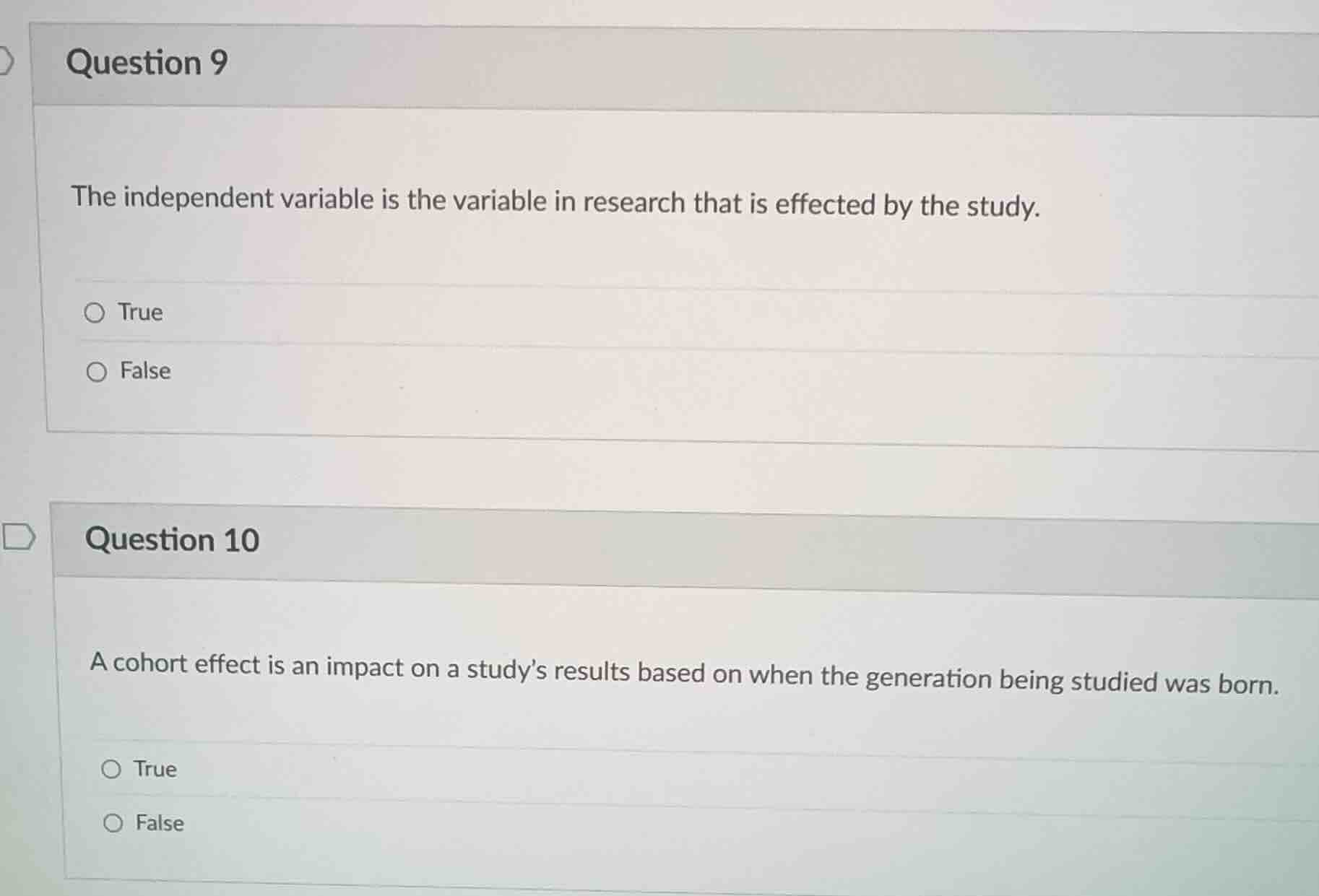 question 9 the independent variable is the variable in research that is…