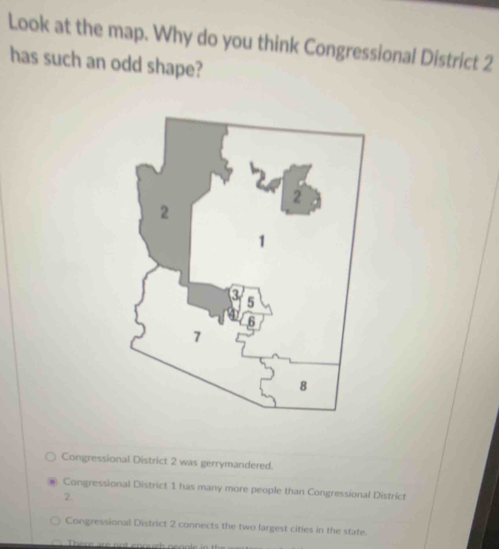look at the map. why do you think congressional district 2 has such an …
