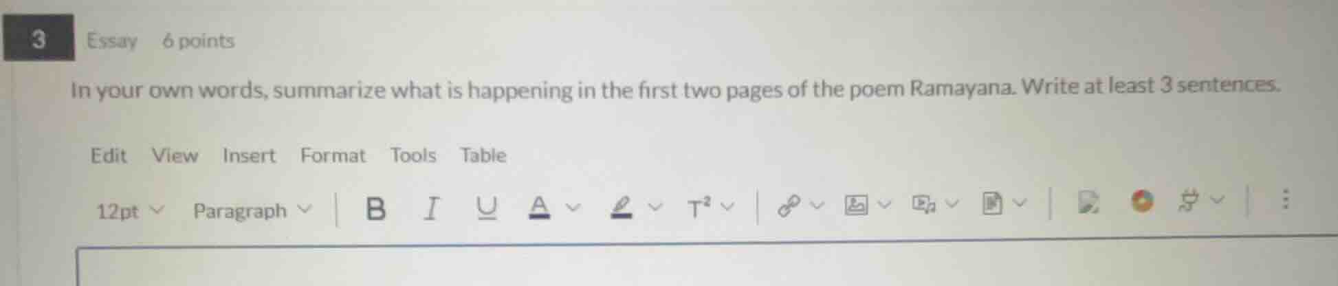 3 essay 6 points in your own words, summarize what is happening in the …