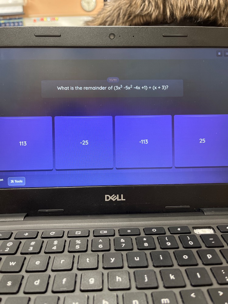 what is the remainder of ((3x^3 - 5x^2 - 4x + 1) div (x + 3))? 113 -25 …