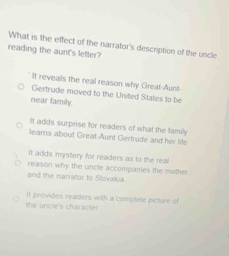 what is the effect of the narrators description of the uncle reading th…