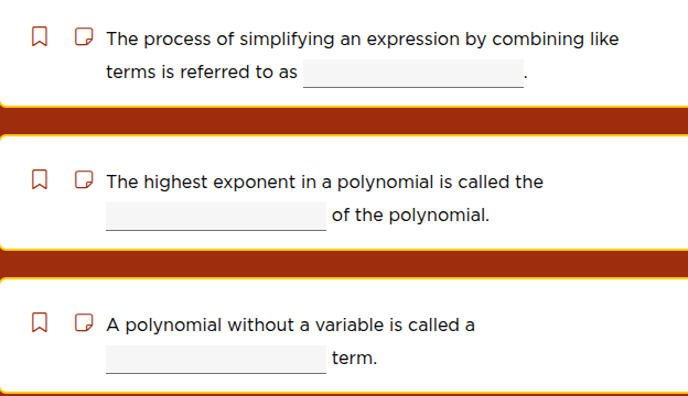 the process of simplifying an expression by combining like terms is ref…