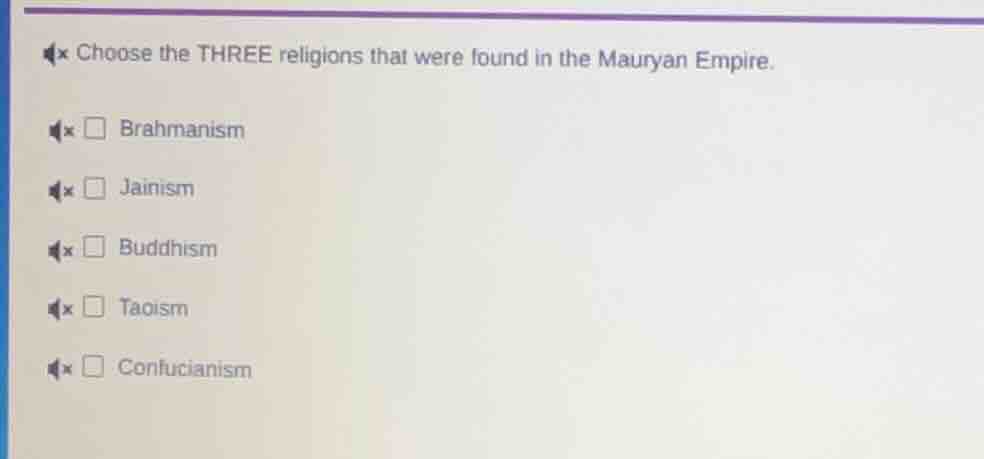 choose the three religions that were found in the mauryan empire. brahm…