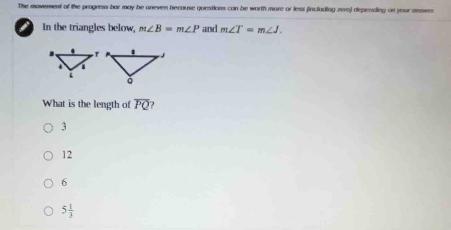 the movement of the progress bar may be uneven because questions can be…