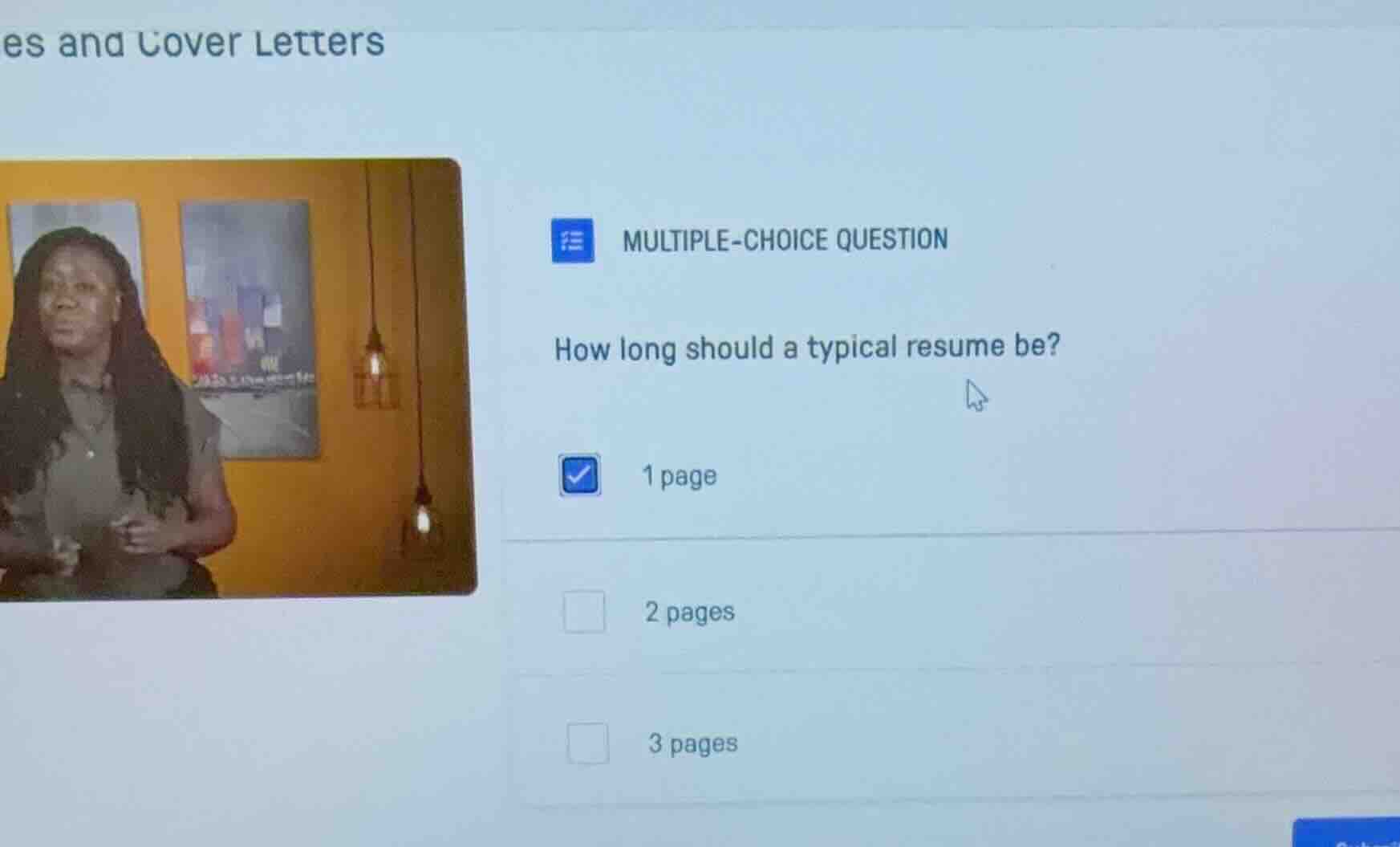 multiple-choice question how long should a typical resume be? 1 page 2 …