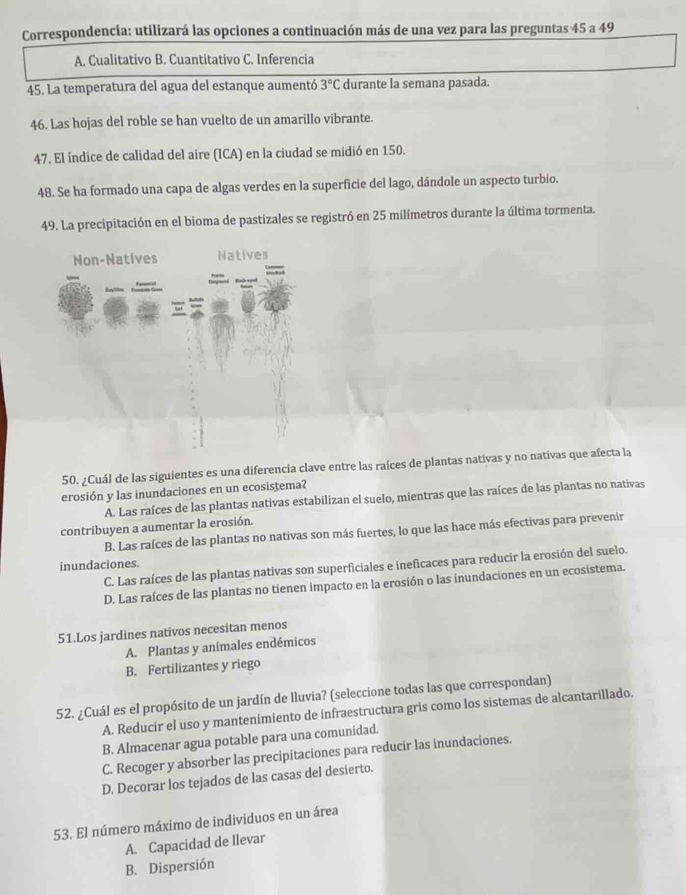correspondencia: utilizará las opciones a continuación más de una vez p…