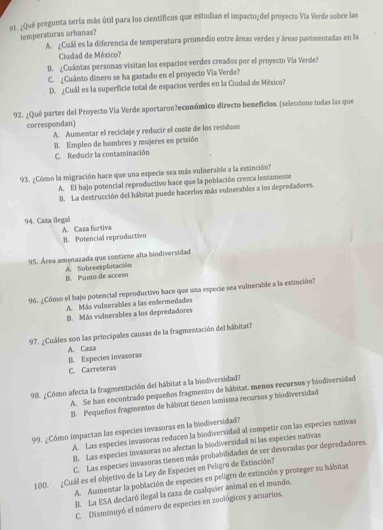 91. ¿qué pregunta sería más útil para los científicos que estudian el i…