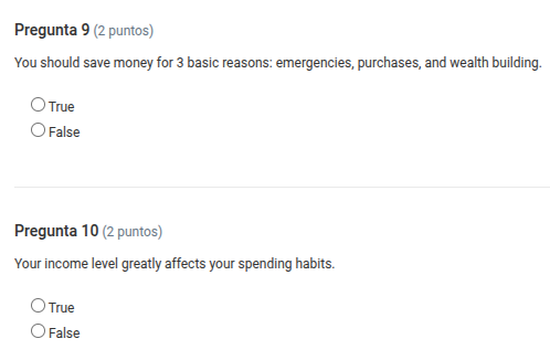 pregunta 9 (2 puntos) you should save money for 3 basic reasons: emerge…