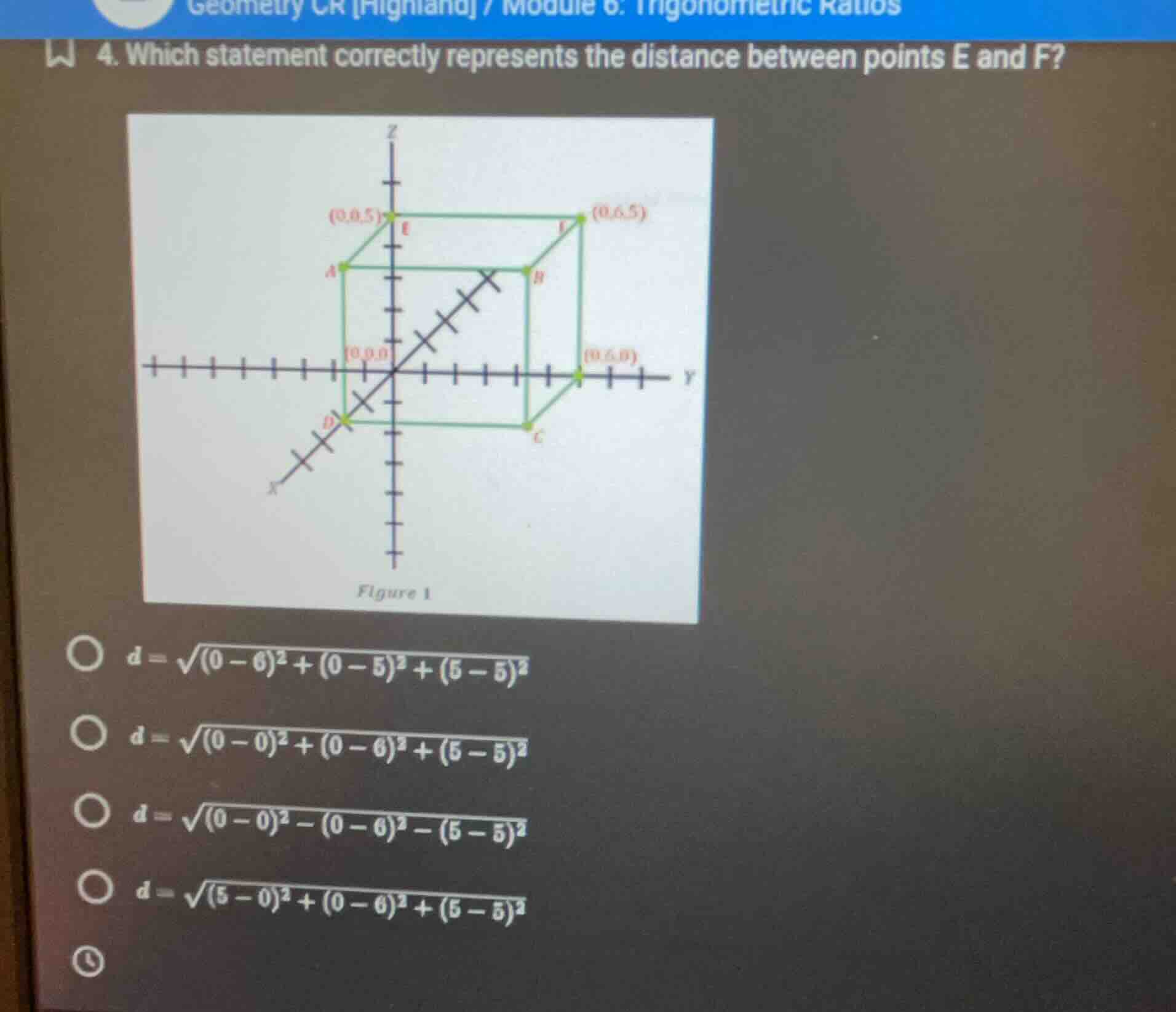 4. which statement correctly represents the distance between points e a…