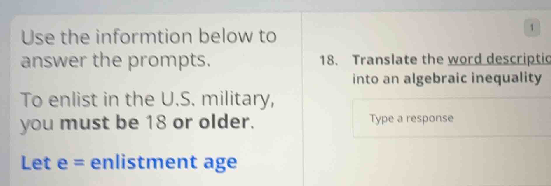 use the informtion below to answer the prompts. to enlist in the u.s. m…
