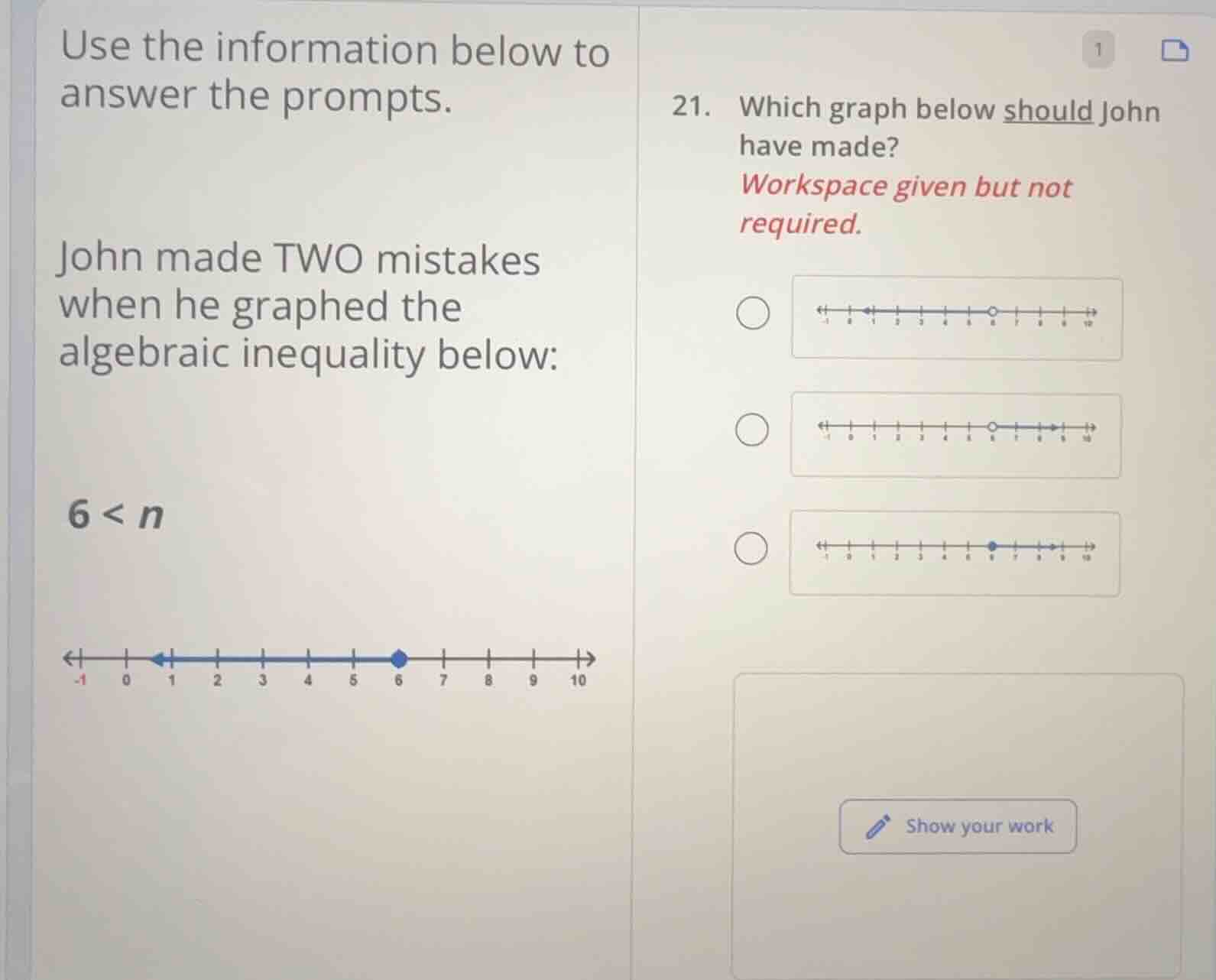 use the information below to answer the prompts. john made two mistakes…