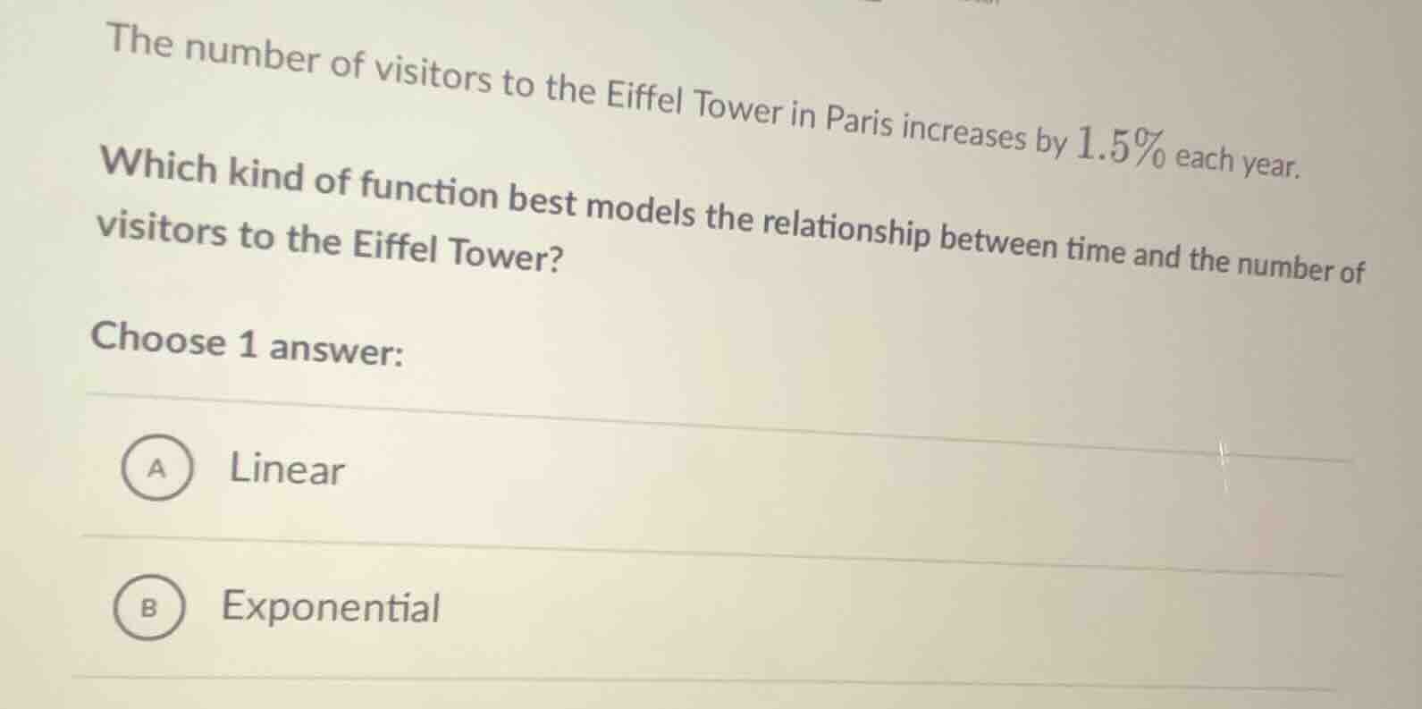 the number of visitors to the eiffel tower in paris increases by 1.5% e…