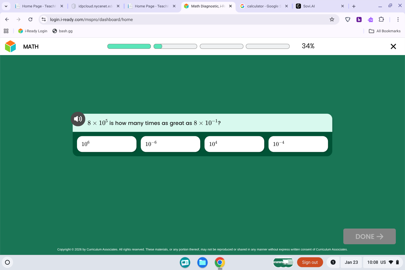 $8 \\times 10^5$ is how many times as great as $8 \\times 10^{-1}$? $10…