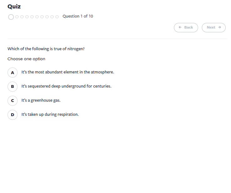quiz question 1 of 10 which of the following is true of nitrogen? choos…