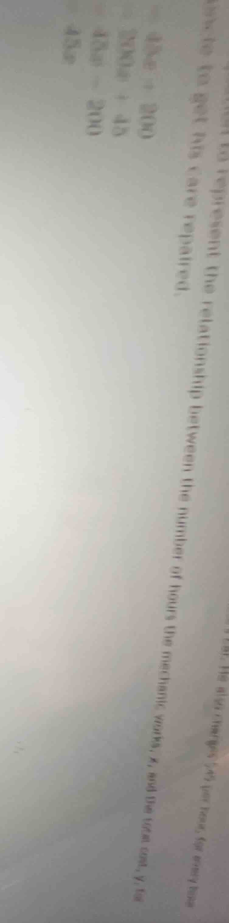 find the relationship between the number of hours the mechanic works, h…