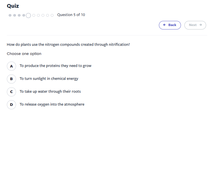 quiz question 5 of 10 how do plants use the nitrogen compounds created …