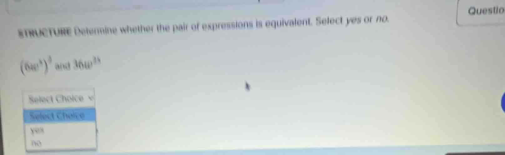structure determine whether the pair of expressions is equivalent. sele…