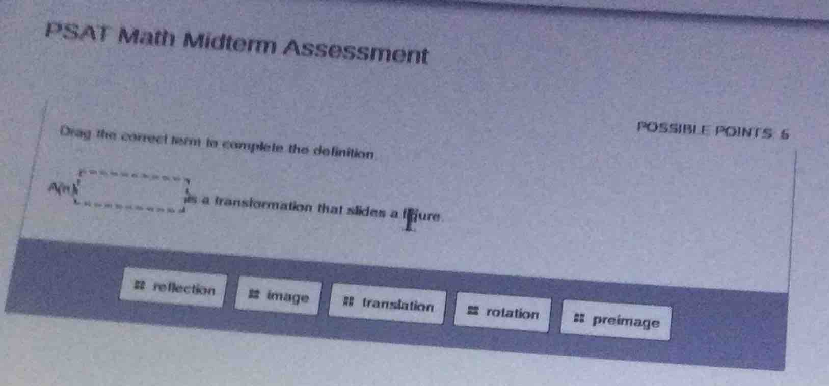 psat math midterm assessment drag the correct term to complete the defi…