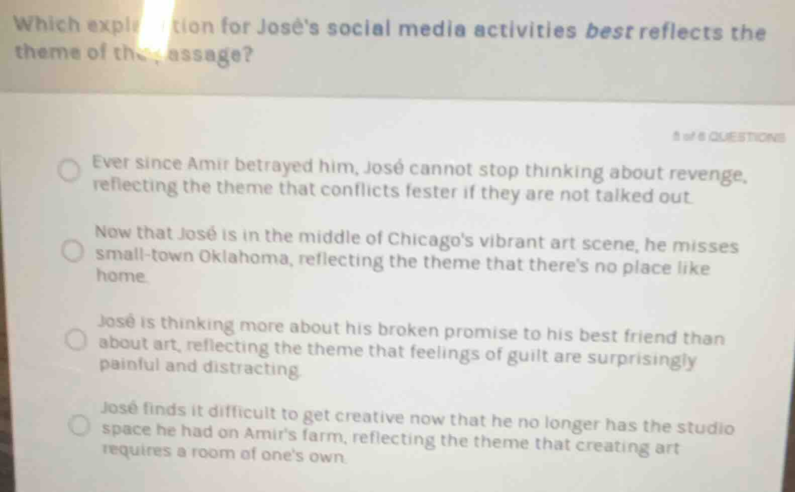 which explanation for josés social media activities best reflects the t…