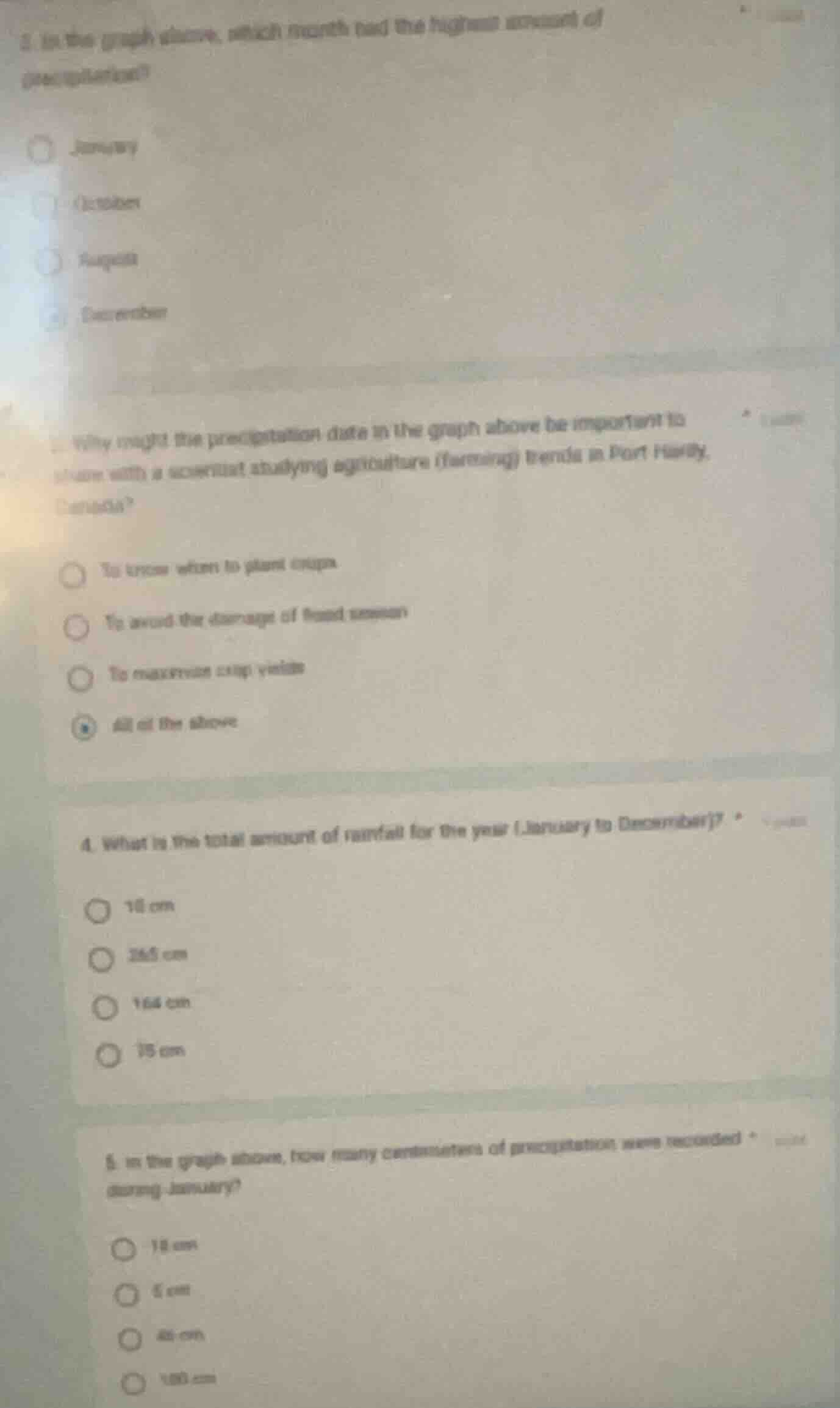 3. in the graph above, which month had the highest amount of precipitat…