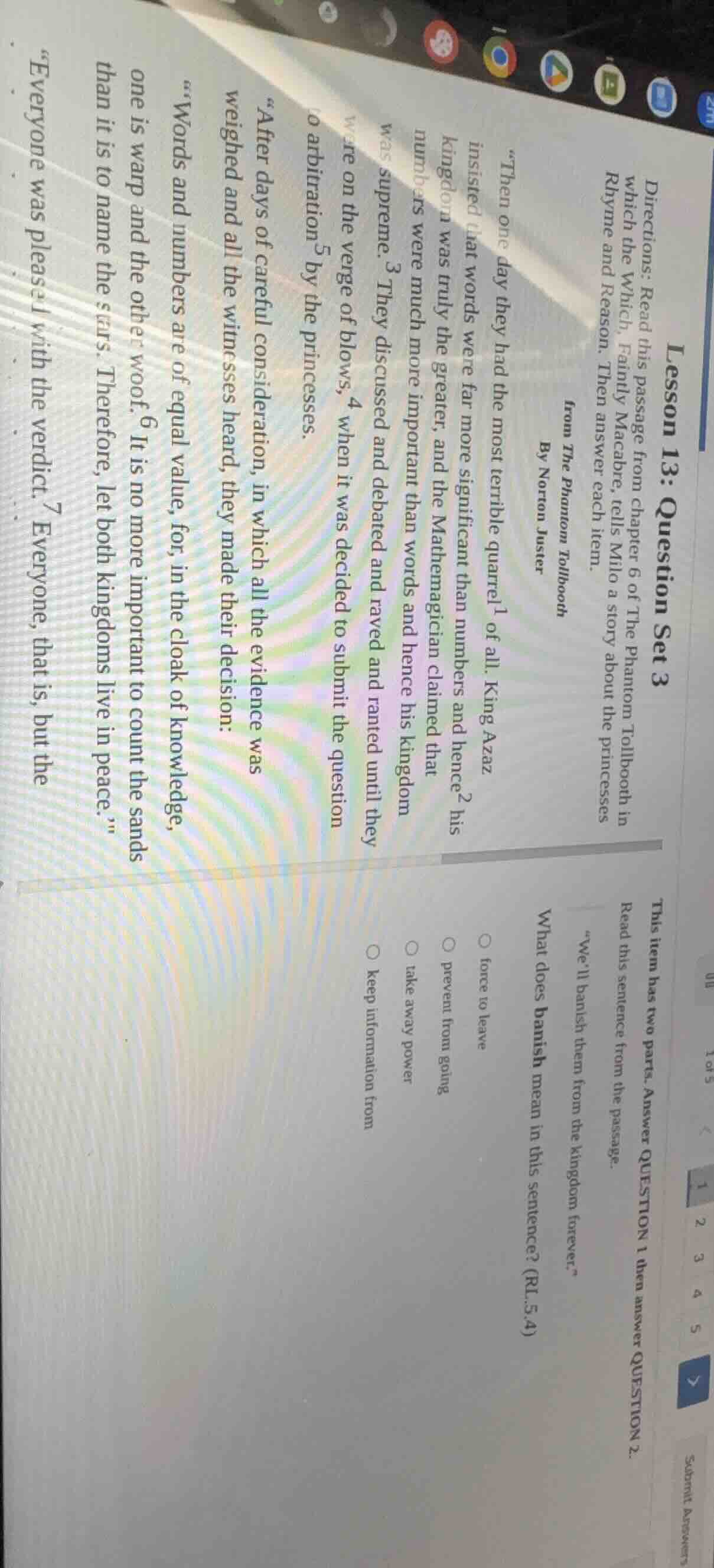 lesson 13: question set 3 directions: read this passage from chapter 6 …