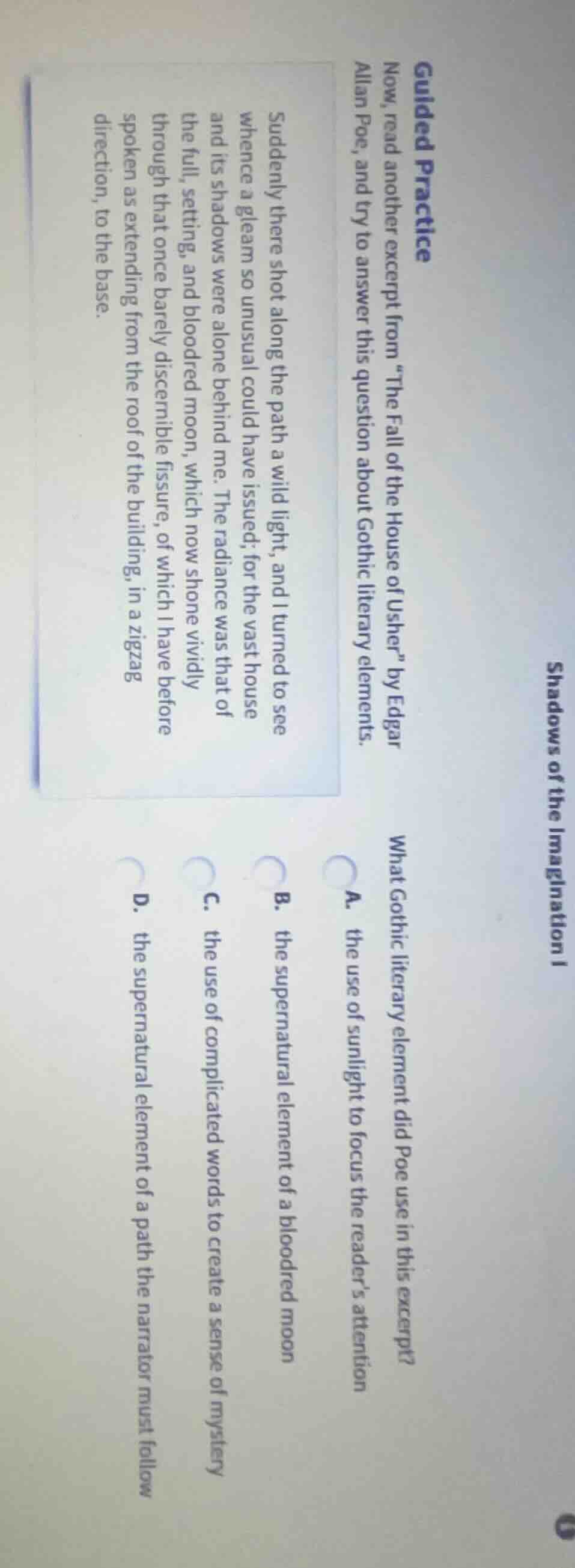 guided practice now, read another excerpt from “the fall of the house o…