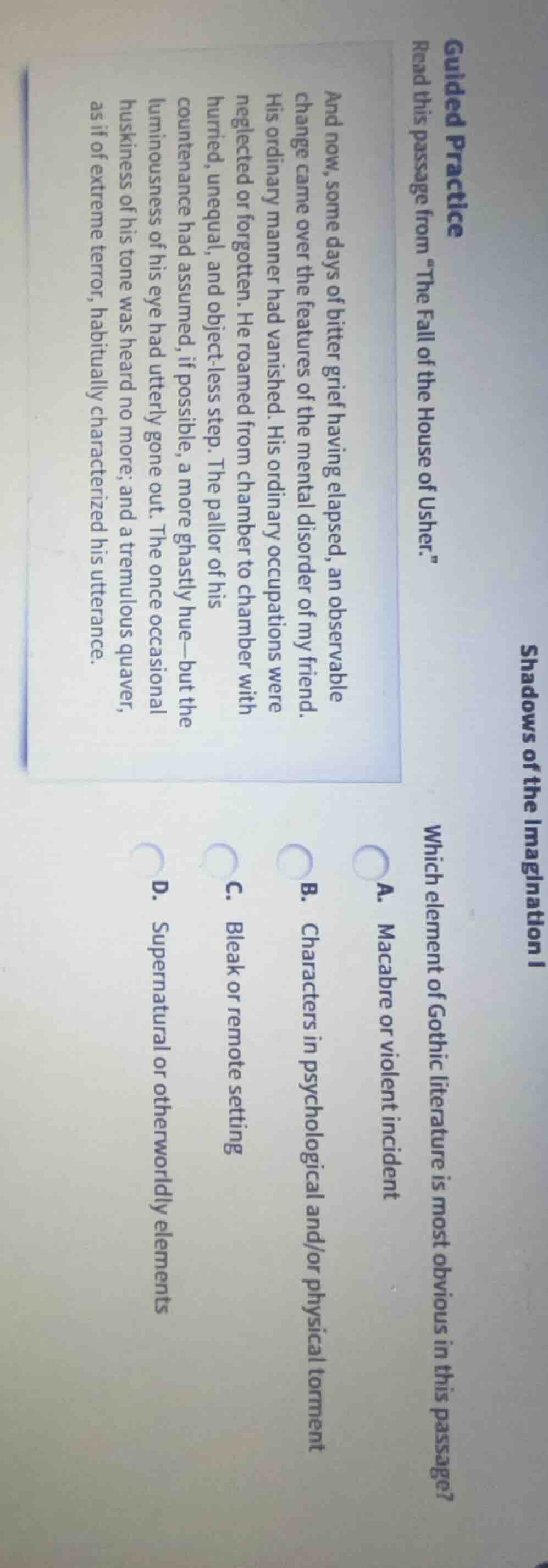 guided practice read this passage from “the fall of the house of usher.…