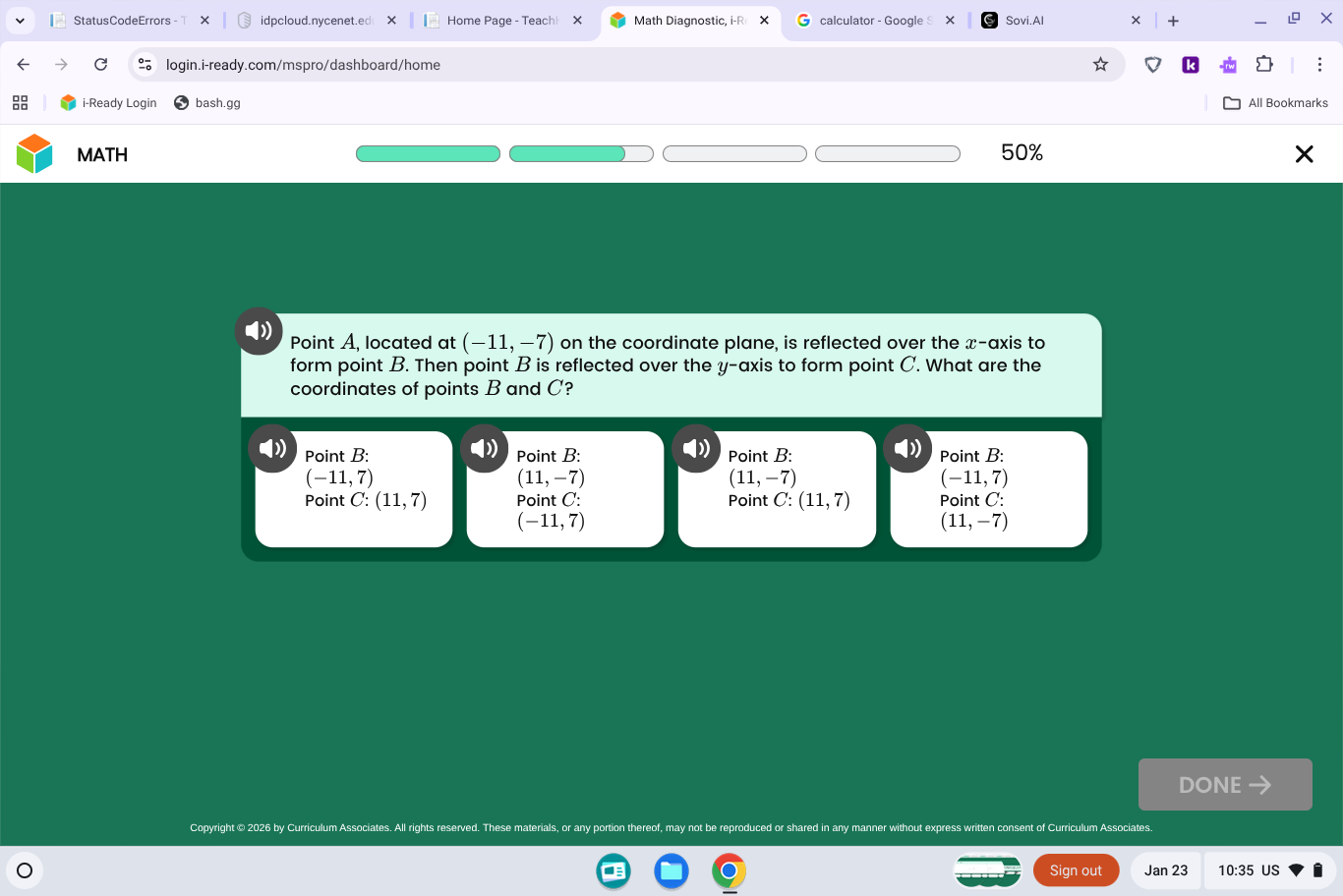 point a, located at $(-11, -7)$ on the coordinate plane, is reflected o…