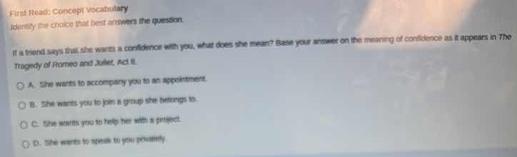 first read: concept vocabulary identify the choice that best answers th…