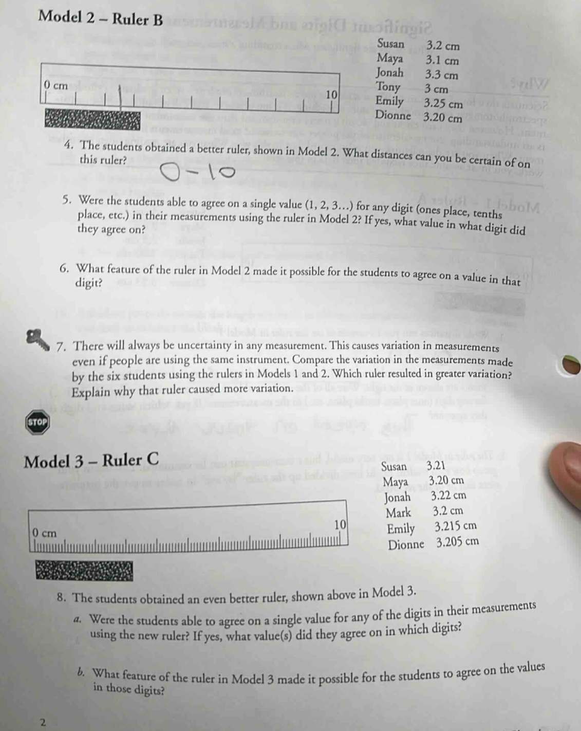 model 2 – ruler b susan 3.2 cm maya 3.1 cm jonah 3.3 cm tony 3 cm emily…