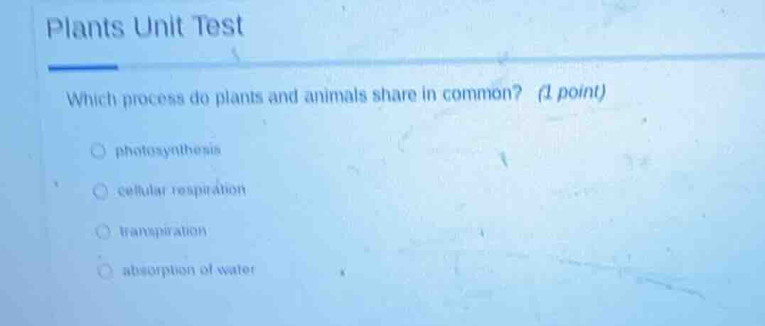 plants unit test which process do plants and animals share in common? (…